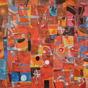 Collages titled "Segmol-6" by Christiane Seguin, Original Artwork, Collages Mounted on Wood Panel