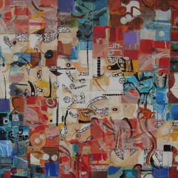 Collages titled "Segmol-9" by Christiane Seguin, Original Artwork, Collages Mounted on Wood Panel
