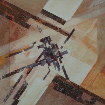 Collages intitulée "Lycanos ortho 2." par Christiane Seguin, Œuvre d'art originale, Collages Monté sur Panneau de bois
