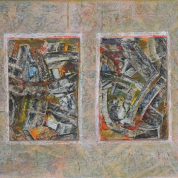 Collages titled "Plus Deux." by Christiane Seguin, Original Artwork, Collages Mounted on Wood Panel