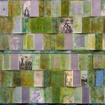 Collages getiteld "Archives Cigala" door Christiane Seguin, Origineel Kunstwerk, Collages Gemonteerd op Houten paneel