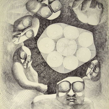 Tekening getiteld "Diagnostic" door Christiane Seguin, Origineel Kunstwerk, Inkt
