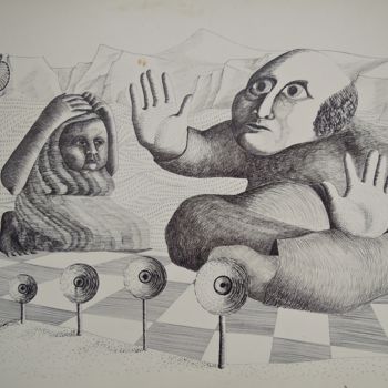 「Sortilège」というタイトルの描画 Christiane Seguinによって, オリジナルのアートワーク, インク