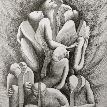 Dibujo titulada "Cassures" por Christiane Seguin, Obra de arte original, Tinta