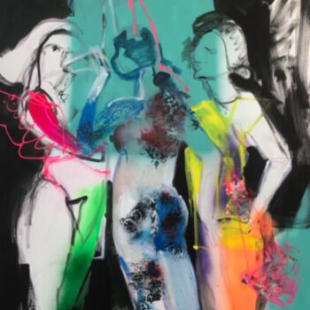 Painting titled "Les 3 grâces" by Christiane Sottile, Original Artwork, Pigments Mounted on Wood Stretcher frame