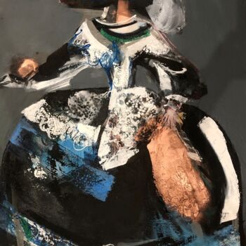 Schilderij getiteld "Reine Marie Therese…" door Christiane Sottile, Origineel Kunstwerk, pigmenten Gemonteerd op Frame voor…
