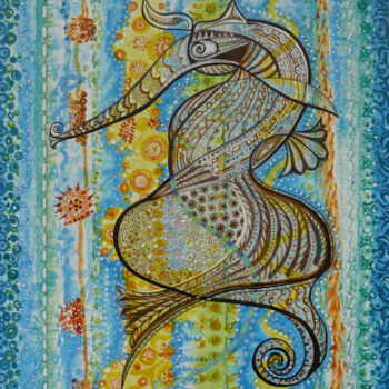 绘画 标题为“Hippocampus Abdomin…” 由Christiane Stempfer, 原创艺术品, 墨 安装在木板上