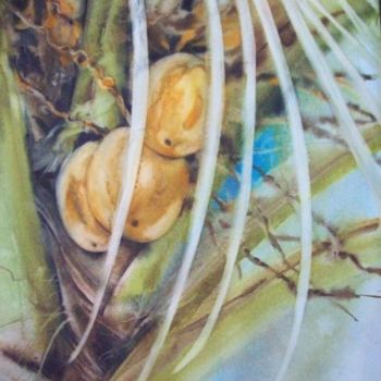 Peinture intitulée "le palmier coco ( î…" par Christiane Borel, Œuvre d'art originale, Aquarelle