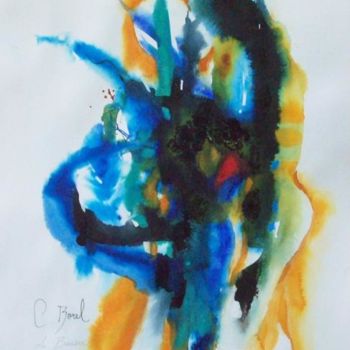Painting titled "le couple" by Christiane Borel, Original Artwork, Watercolor