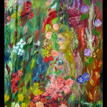 Peinture intitulée "Le jardin d'Hannah" par Christiane Guicheteau, Œuvre d'art originale, Huile