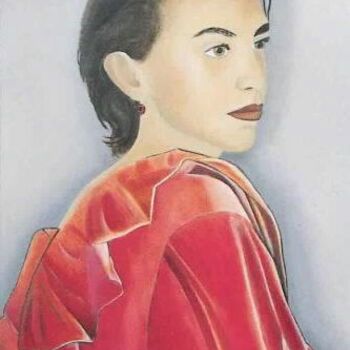 Painting titled "AUTO-PORTRAIT,    H…" by Christiane Malet, Original Artwork, Oil