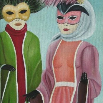 Painting titled "COUPLE A VENISE , H…" by Christiane Malet, Original Artwork, Oil