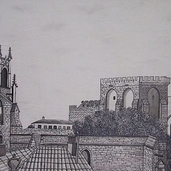 Dessin intitulée "CLOCHER ST-PIERRE ,…" par Christiane Malet, Œuvre d'art originale, Autre