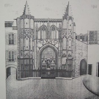 Dessin intitulée "EGLISE ST-PIERRE, A…" par Christiane Malet, Œuvre d'art originale, Autre