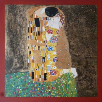 Peinture intitulée "BAISER DE KLIMT, HU…" par Christiane Malet, Œuvre d'art originale, Autre