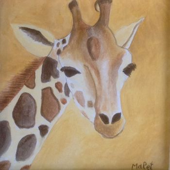Peinture intitulée "Portrait de girafe" par Christiane Malet, Œuvre d'art originale, Huile