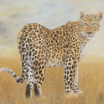 Painting titled "LEOPARD" by Christiane Malet, Original Artwork, Oil