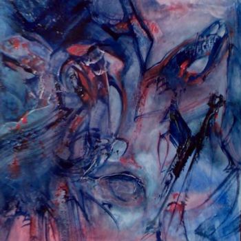 Schilderij getiteld "Intrusion lunaire" door Christian Gorget, Origineel Kunstwerk, Olie