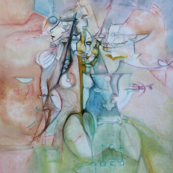 Pintura titulada "Psychénautes 1" por Christian Gorget, Obra de arte original, Oleo Montado en Bastidor de camilla de madera