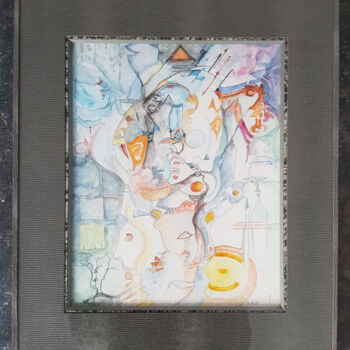 Peinture intitulée "Astrotecture" par Christian Gorget, Œuvre d'art originale, Aquarelle Monté sur Carton