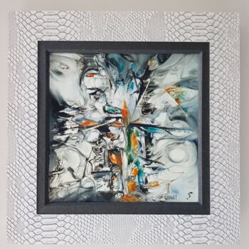 Painting titled "Small Bang" by Christian Gorget, Original Artwork, Oil Mounted on Wood Stretcher frame