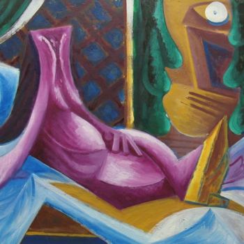 Pintura intitulada "Olympia, huile/toil…" por Christian Lopez, Obras de arte originais
