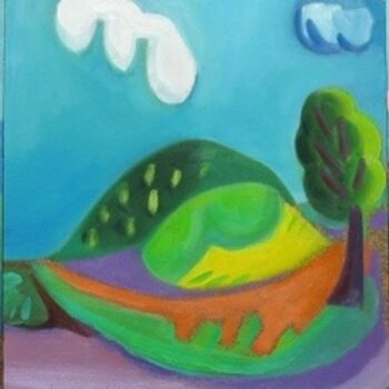 Painting titled "Paysage, h./b." by Christian Lopez, Original Artwork