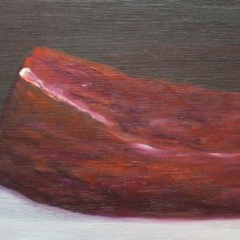 Painting titled "Viande, huile/bois" by Christian Lopez, Original Artwork