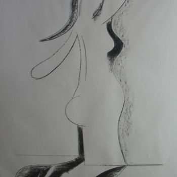 Dibujo titulada "Baigneuse, fusain/p…" por Christian Lopez, Obra de arte original