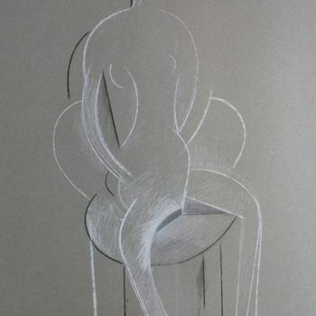 Tekening getiteld "Femme assise, craie…" door Christian Lopez, Origineel Kunstwerk