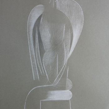 Σχέδιο με τίτλο "Femme assise, craie…" από Christian Lopez, Αυθεντικά έργα τέχνης