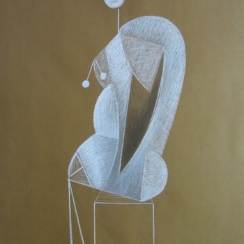 Рисунок под названием "Femme assise, craie…" - Christian Lopez, Подлинное произведение искусства