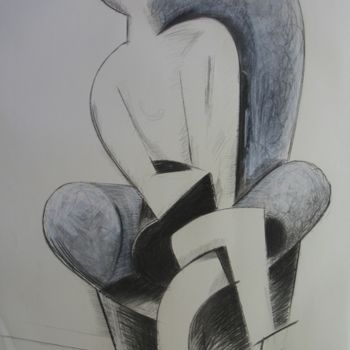 Rysunek zatytułowany „Femme assise, fusai…” autorstwa Christian Lopez, Oryginalna praca