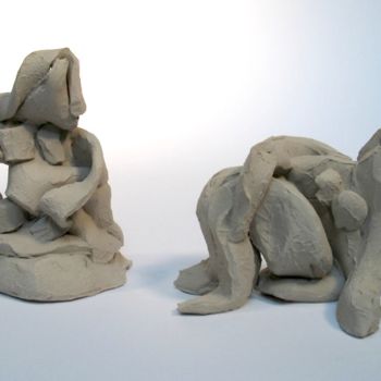 Sculpture titled "Deux femmes assises…" by Christian Lopez, Original Artwork