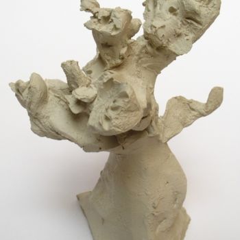 Sculptuur getiteld "Chat, terre crue." door Christian Lopez, Origineel Kunstwerk