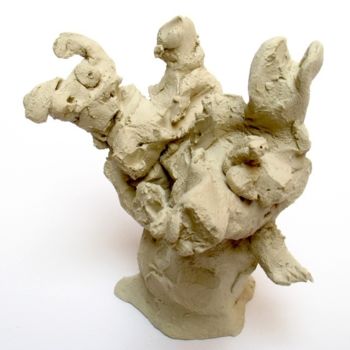 Sculptuur getiteld "Chat, terre crue." door Christian Lopez, Origineel Kunstwerk