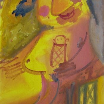 Pittura intitolato "Maternité, huile/to…" da Christian Lopez, Opera d'arte originale