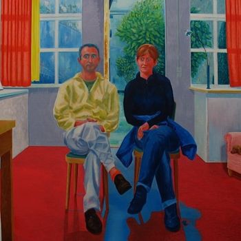 Painting titled "Couple dans l'ateli…" by Christian Lopez, Original Artwork