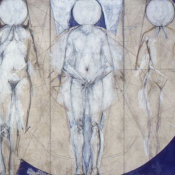 Pittura intitolato "Trois figures, huil…" da Christian Lopez, Opera d'arte originale