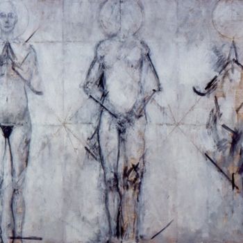 Painting titled "Trois figures, huil…" by Christian Lopez, Original Artwork