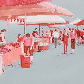 Painting titled "Bordeaux, marché bo…" by Christian Naura, Original Artwork, Oil Mounted on Wood Stretcher frame