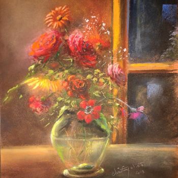 Painting titled "bouquet-a-omerville…" by Christian Nieto, Original Artwork, Pastel