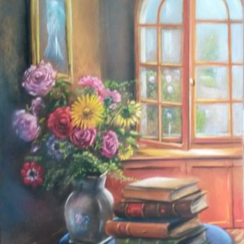 Картина под названием "Bouquet romantique" - Christian Nieto, Подлинное произведение искусства, Пастель