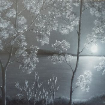 Peinture intitulée "clair-de-lune-sur-l…" par Christian Salaun, Œuvre d'art originale, Huile