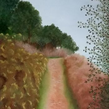Peinture intitulée "sentier cotier à lo…" par Christian Salaun, Œuvre d'art originale, Huile