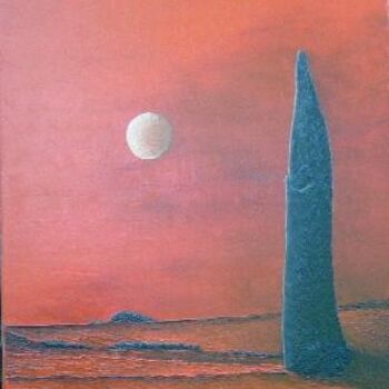 Peinture intitulée "menhir au clair de…" par Christian Salaun, Œuvre d'art originale
