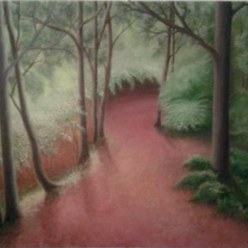 Peinture intitulée "chemin-dans-le-bois…" par Christian Salaun, Œuvre d'art originale, Huile