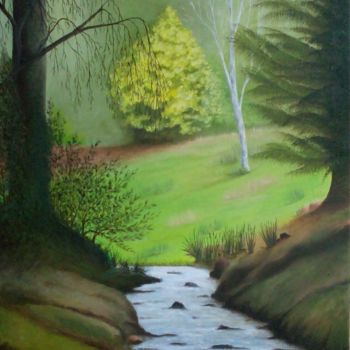 Painting titled "La Forêt Landerneau." by Christian Salaun, Original Artwork, Oil