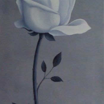 Painting titled "Rose blanche Céliba…" by Christian Salaun, Original Artwork, Oil