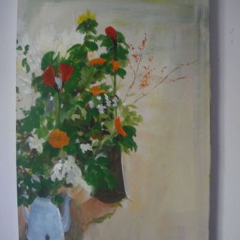 Schilderij getiteld "Bouquet champêtre" door Christian Vachette, Origineel Kunstwerk, Olie